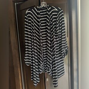 Lane Bryant Black and White Striped cardigan L